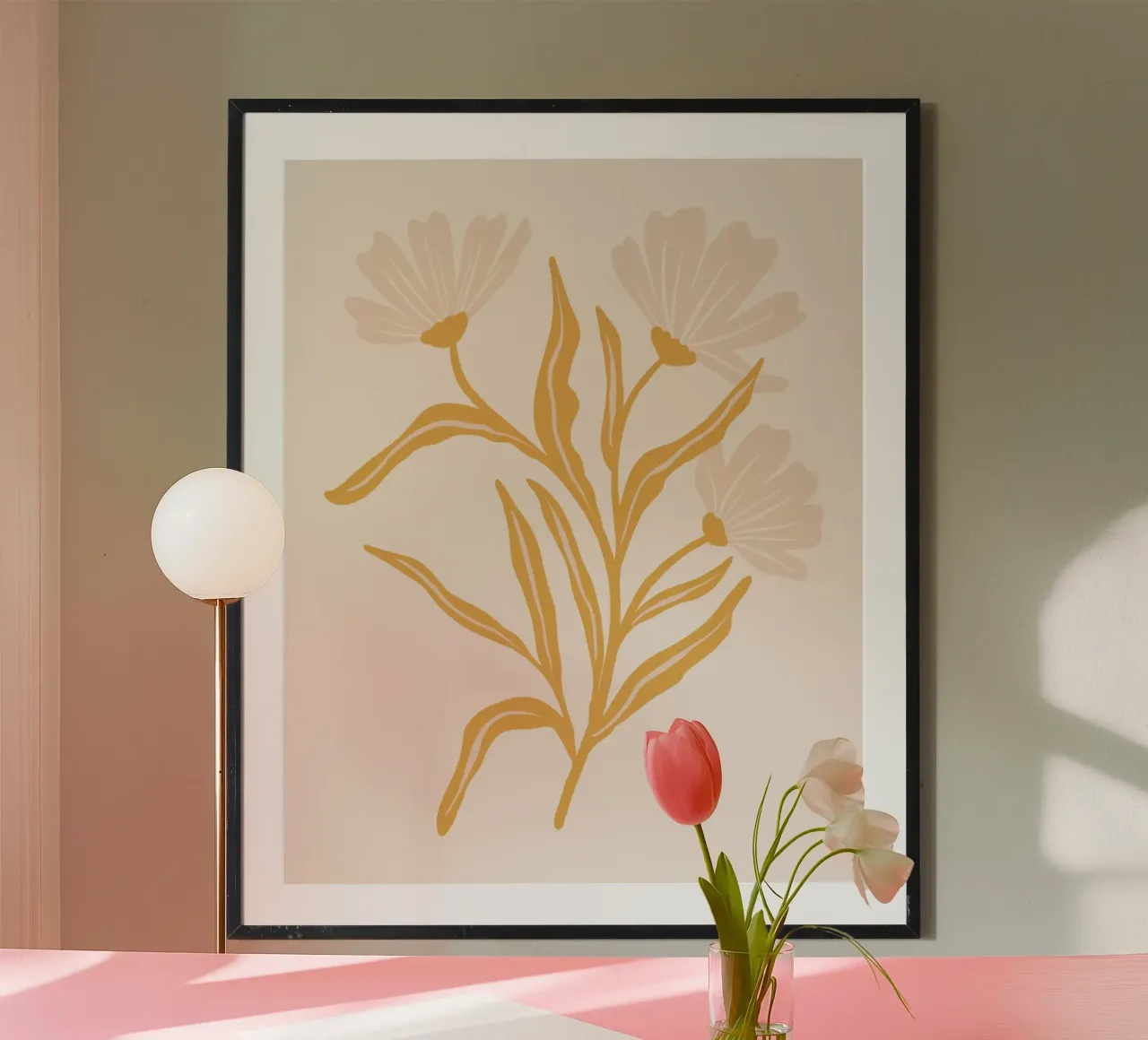 Fiori di campo moderni nei toni della terra poster con telaio in plastica da Wackapacka