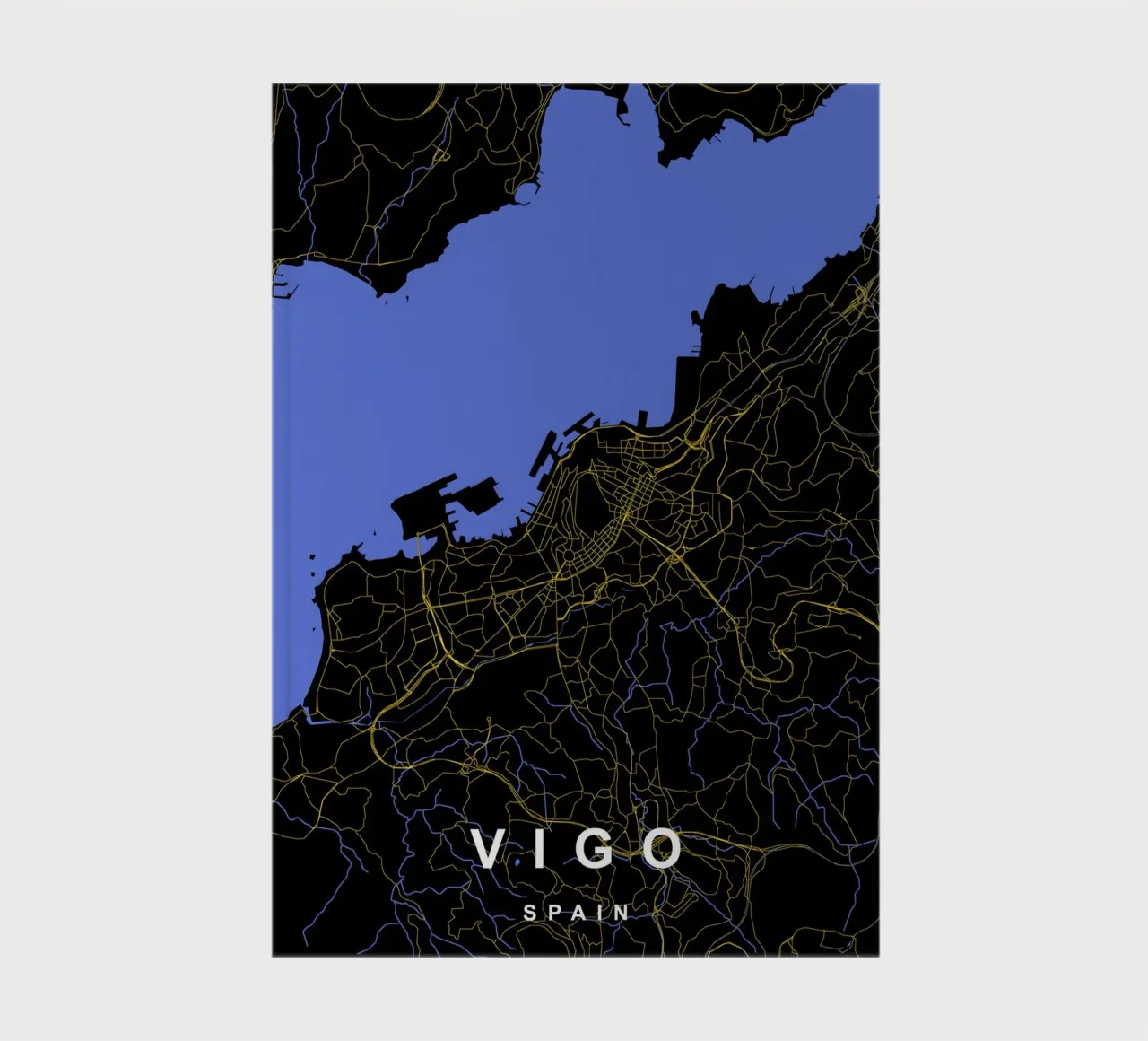 Vigo Spain City Map Negro y Oro cuaderno de Cartographers Library