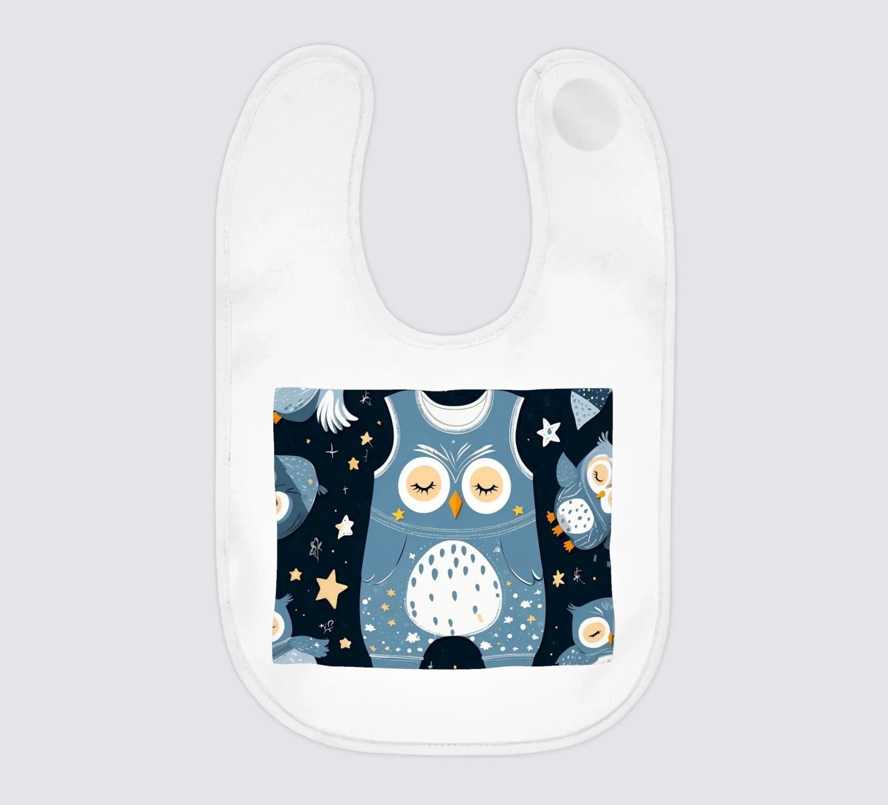 Simpático pelele azul con temática de búhos babero de DesignDoodle