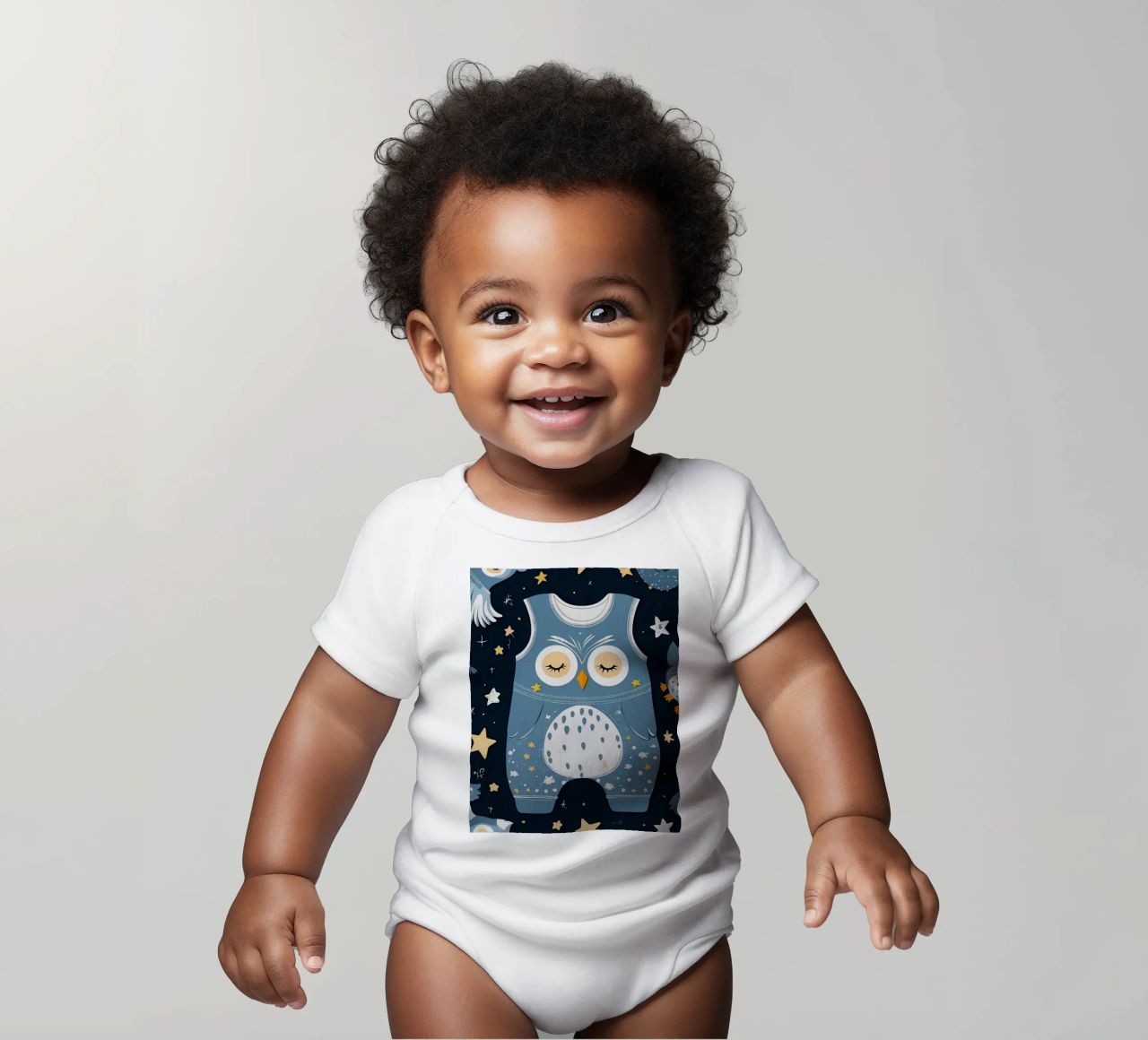 Jolie grenouillère bleue sur le thème de la chouette body bébé de DesignDoodle
