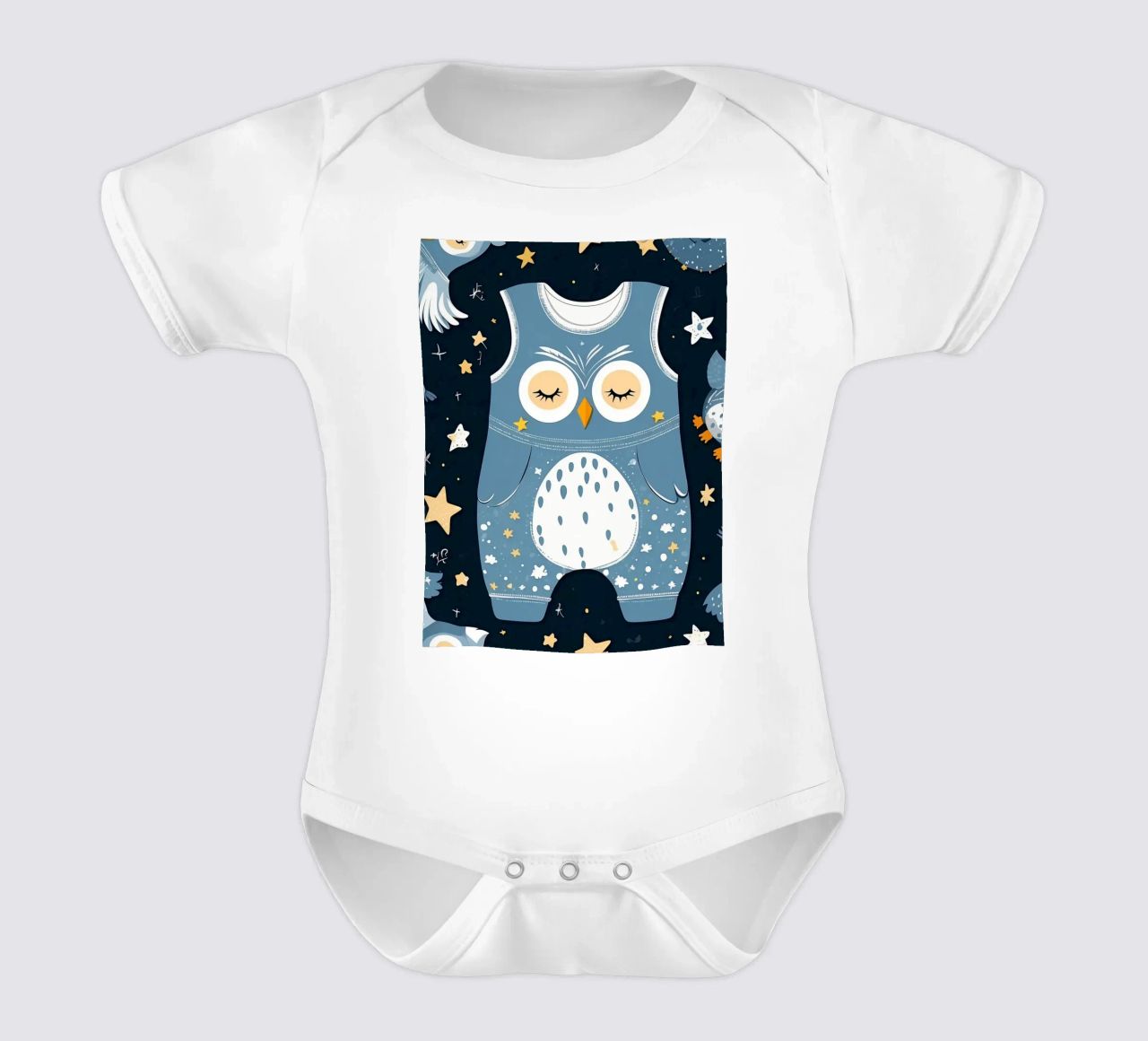 Jolie grenouillère bleue sur le thème de la chouette body bébé de DesignDoodle