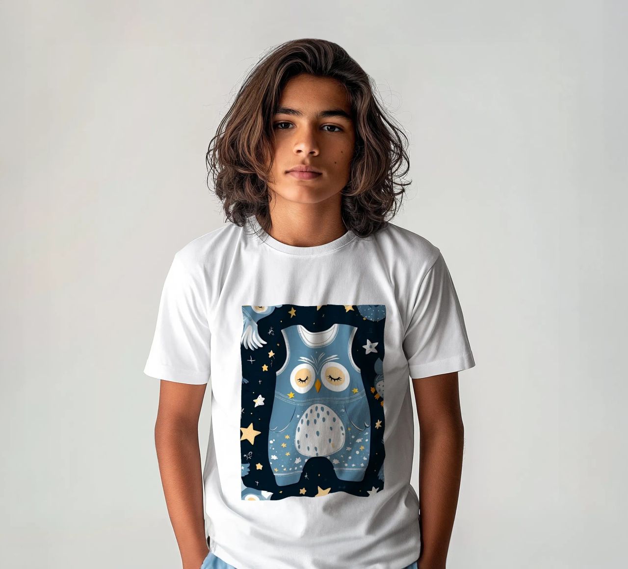 Jolie grenouillère bleue sur le thème de la chouette t-shirt enfant de DesignDoodle