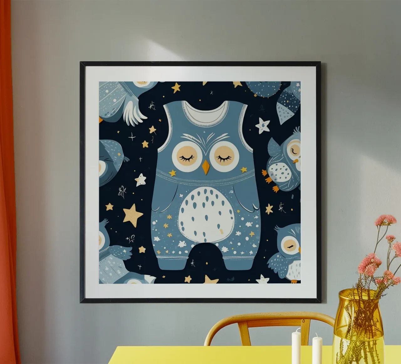 Simpatico pagliaccetto blu a tema gufo poster da DesignDoodle