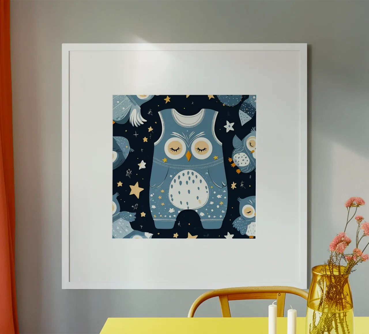 Simpatico pagliaccetto blu a tema gufo poster da DesignDoodle