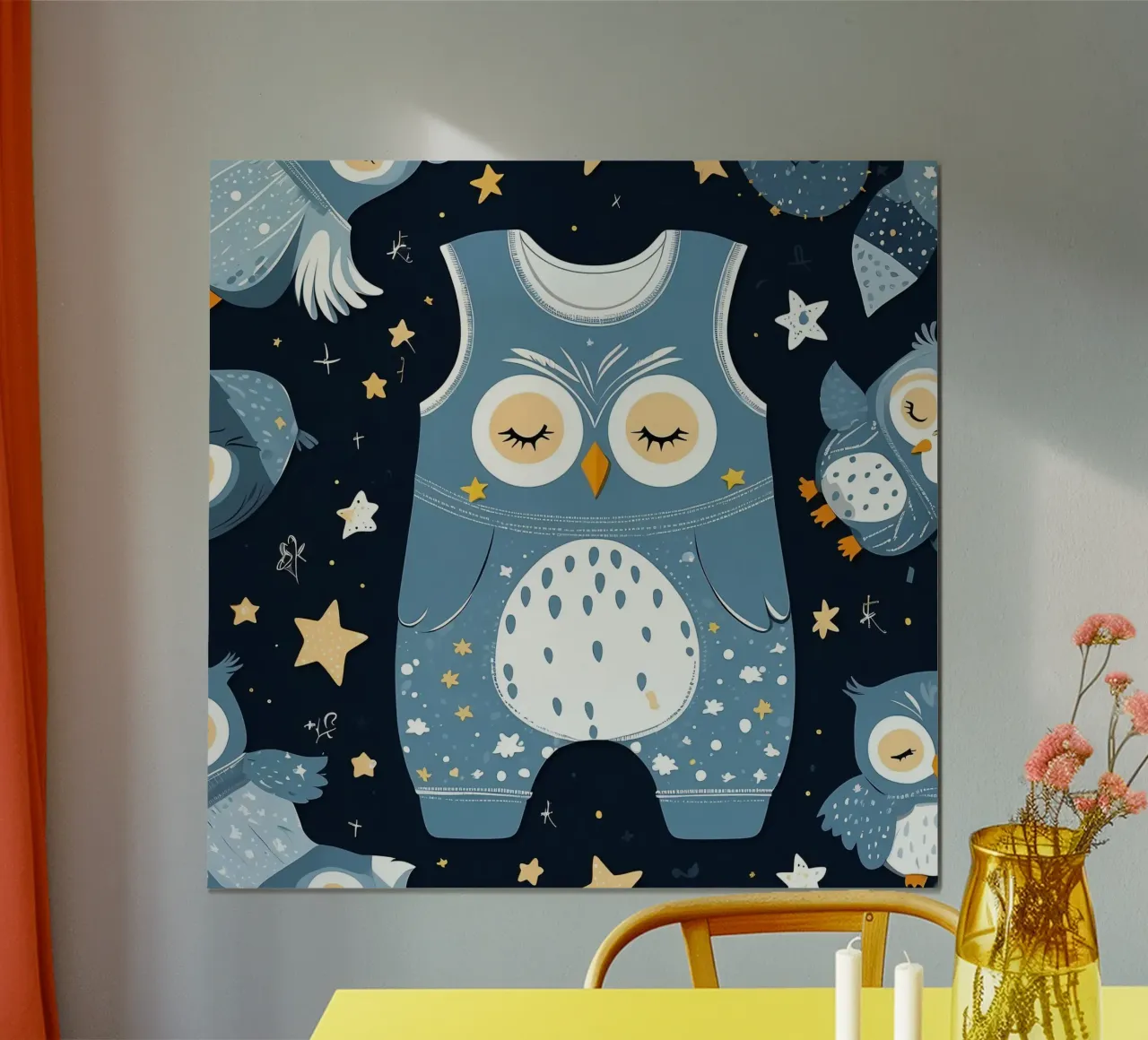 Simpatico pagliaccetto blu a tema gufo poster da DesignDoodle