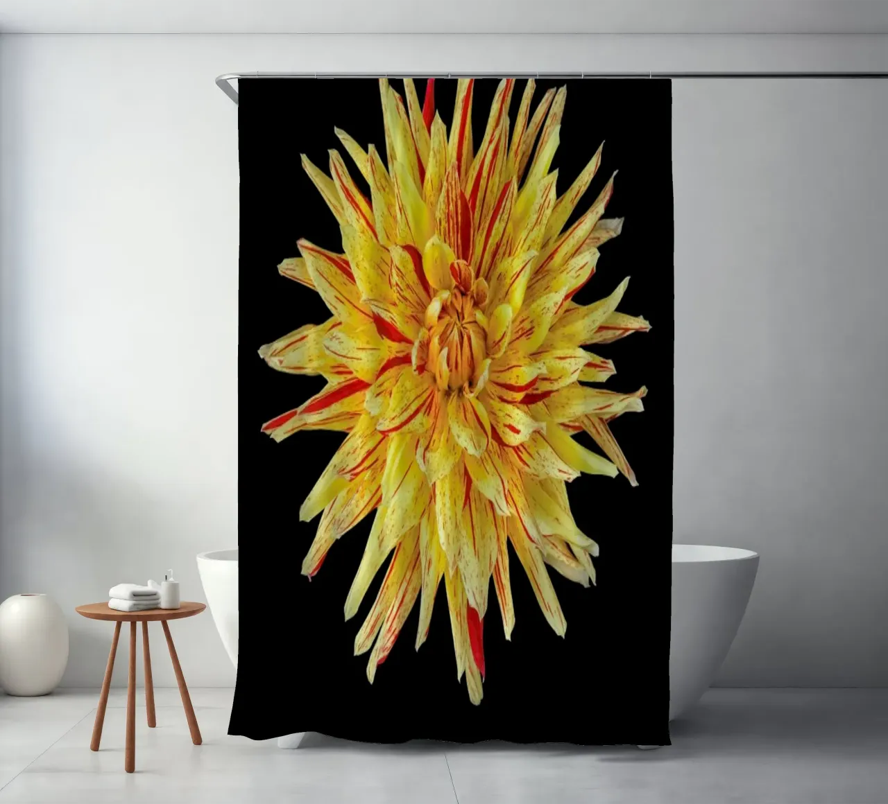 Dahlia 5 shower curtain by Curious Collections by Marielle Leenders