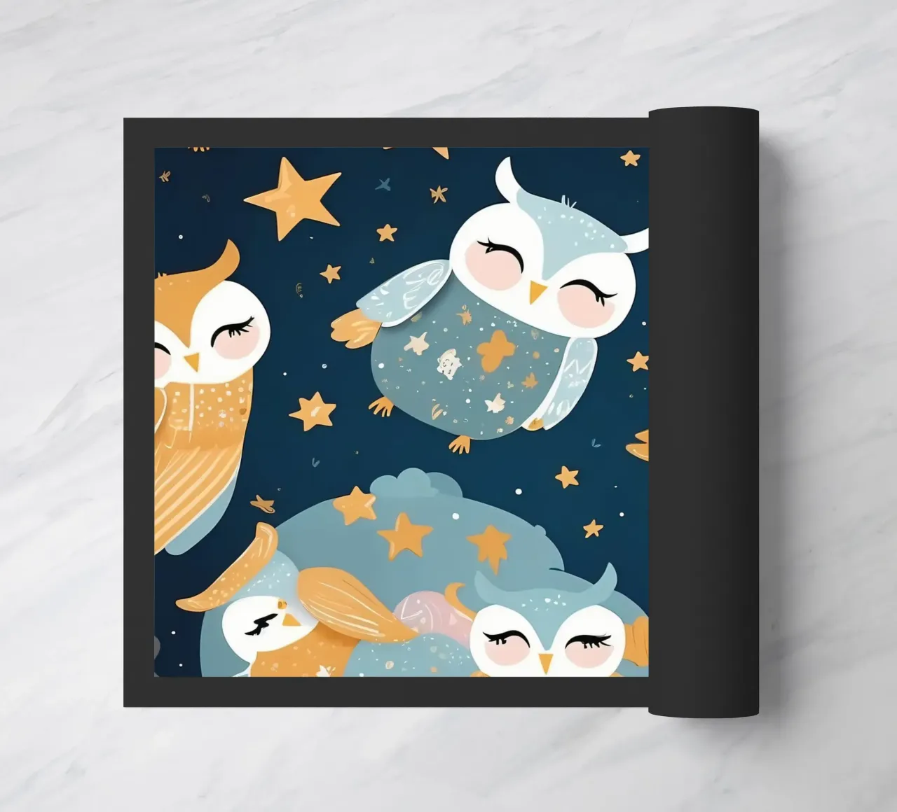 Fantastico disegno di gufo con stelle colorate in un cielo notturno zerbino da DesignDoodle