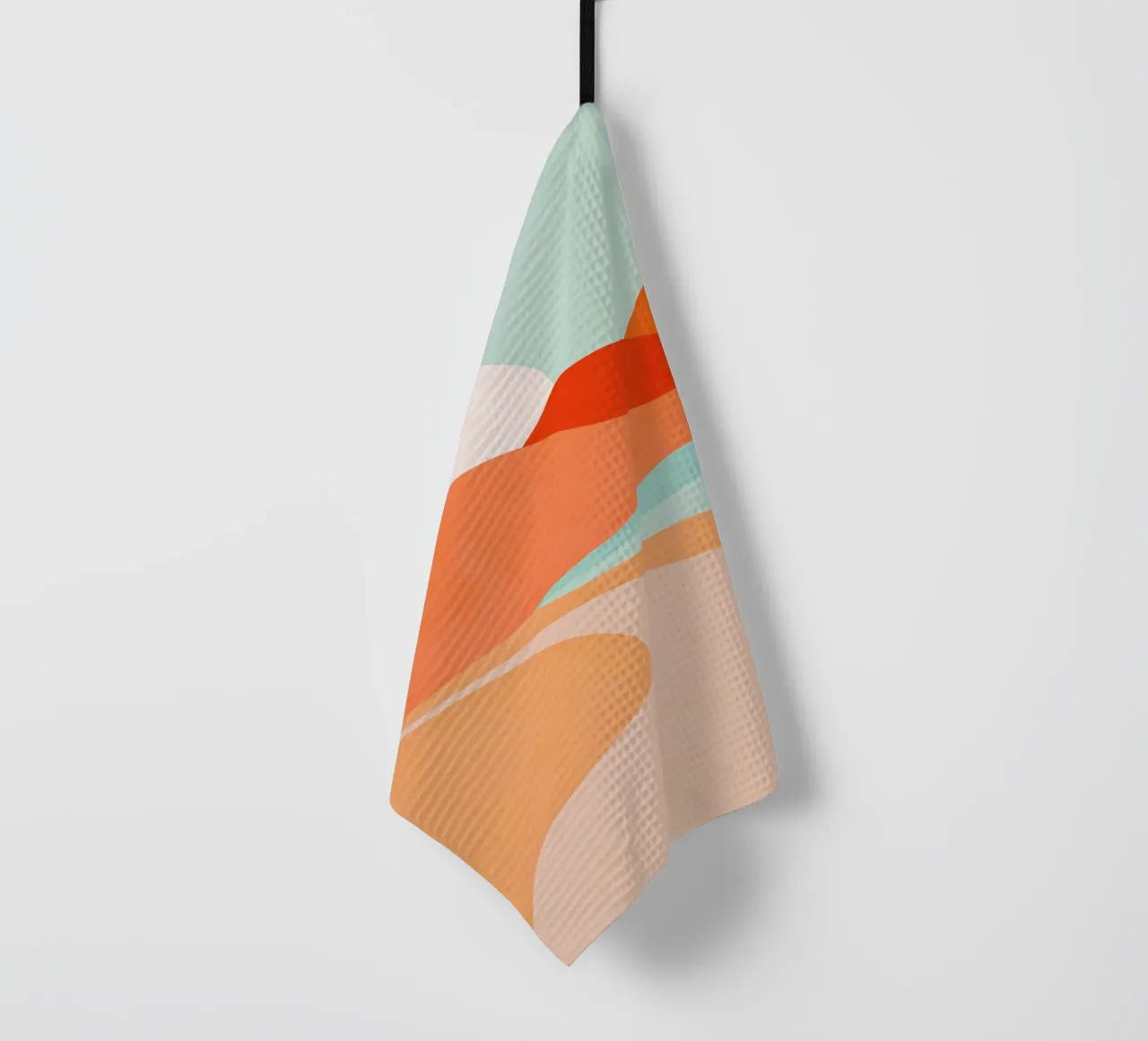 Minimal Boho Summer Desert Sunset - Peachy Coral & Aqua torchon de Dominique Vari