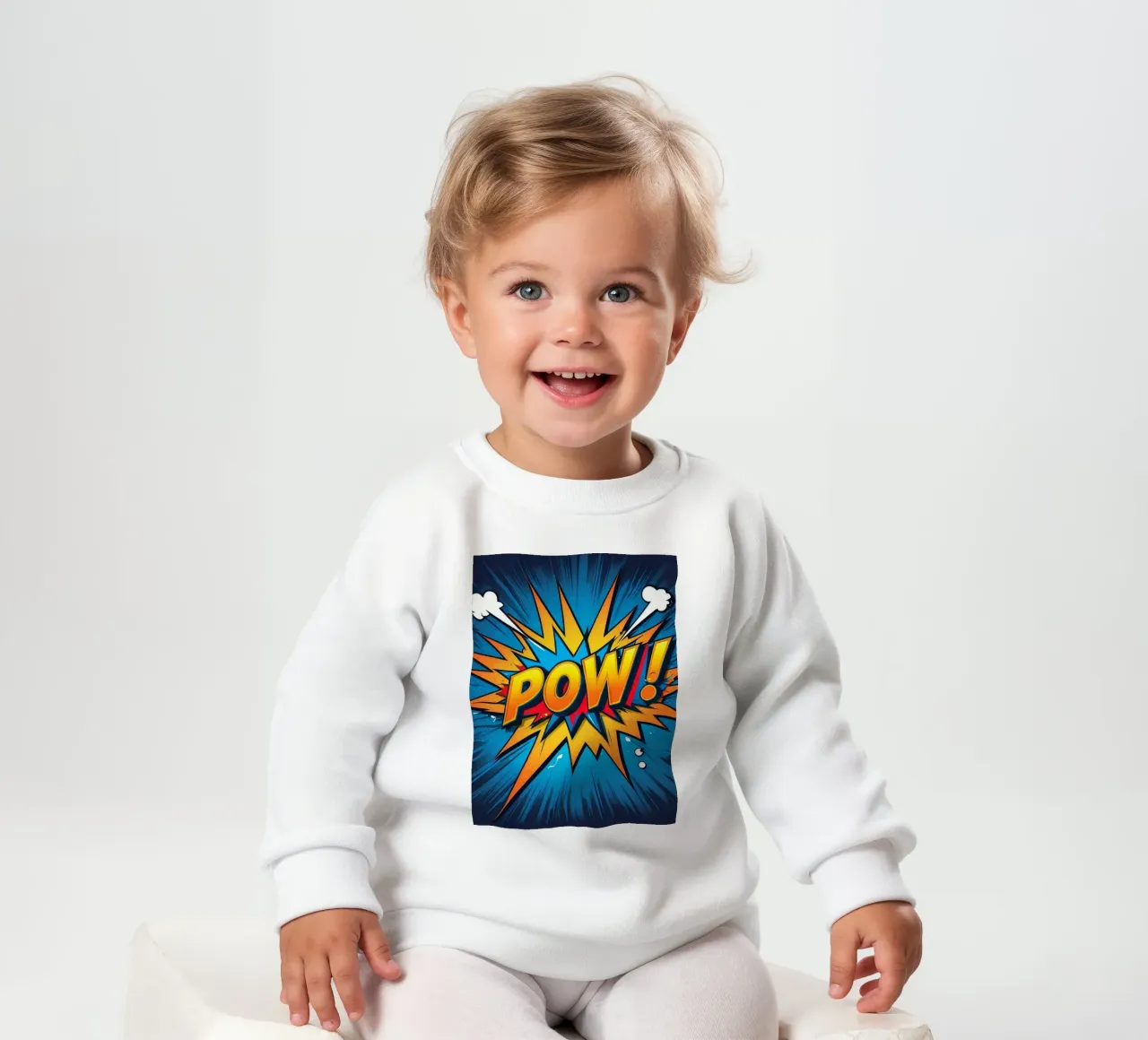 Dynamic comic style explosion graphic with bold text baby sweatshirt by DesignDoodle