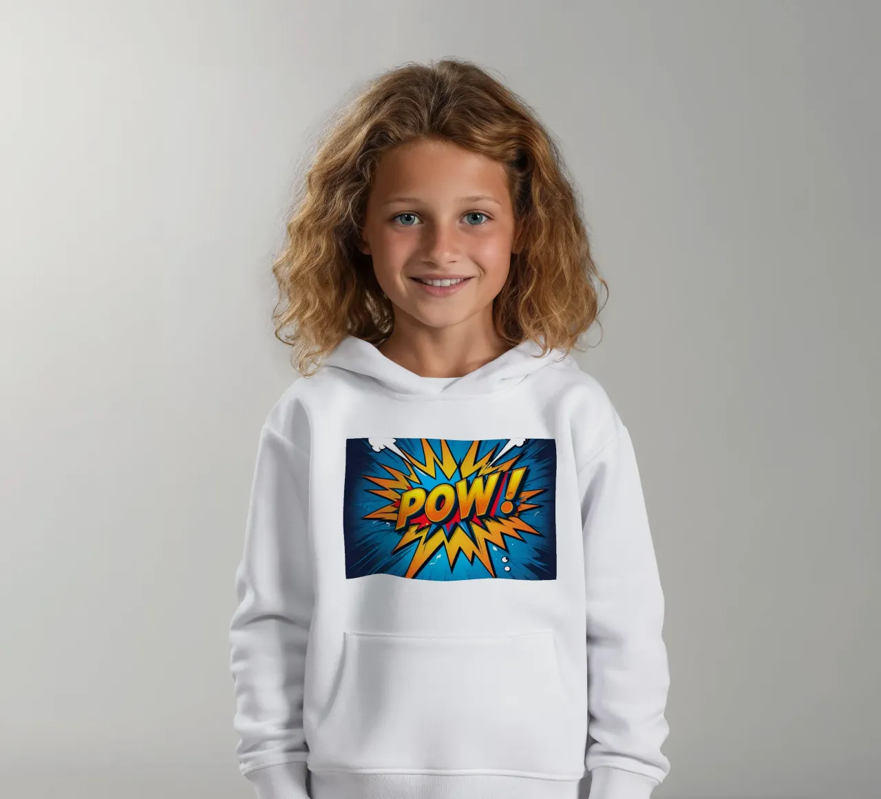Dynamic comic style explosion graphic with bold text kids hoodie by DesignDoodle