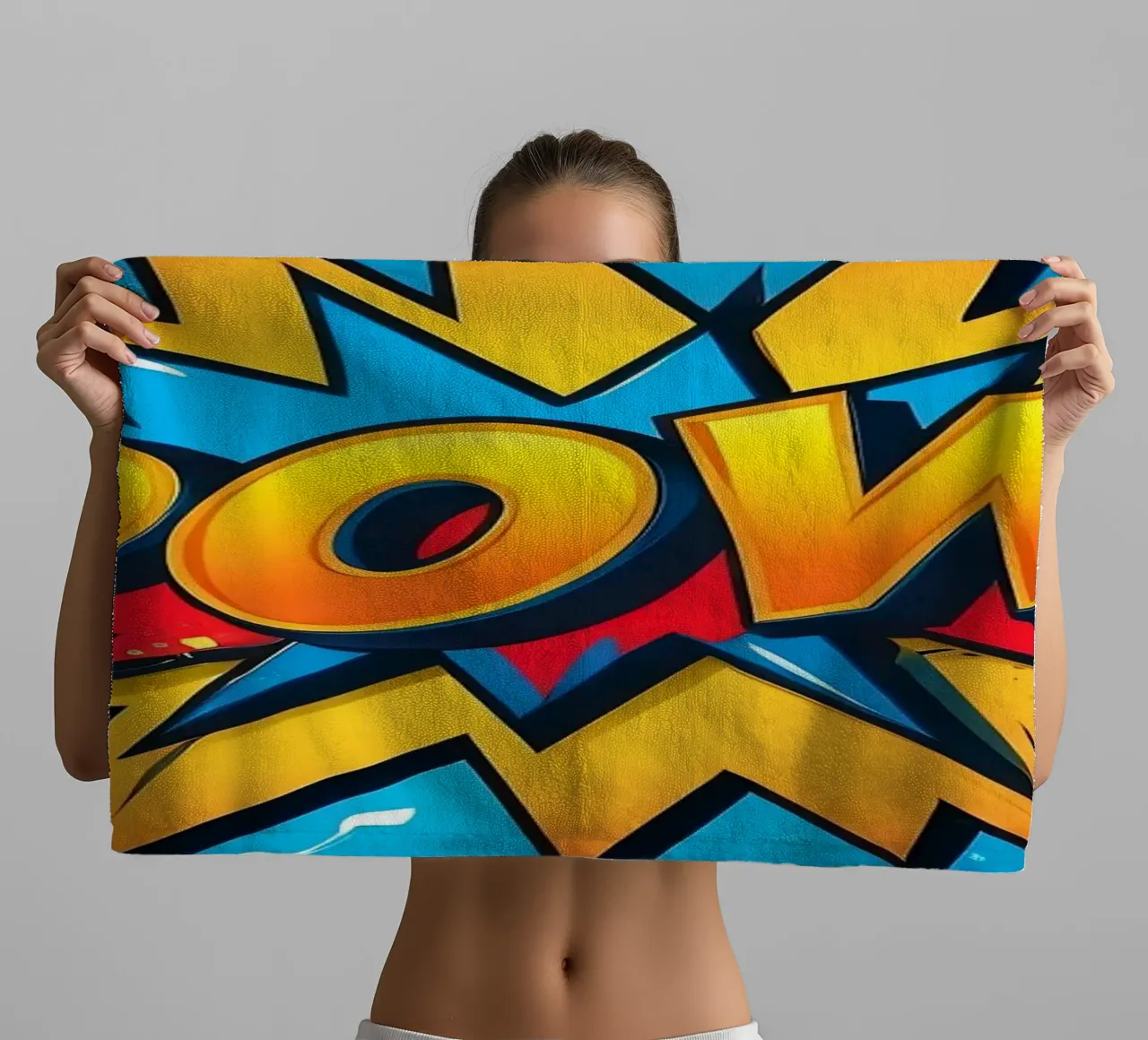 Dynamic comic style explosion graphic with bold text towel by DesignDoodle