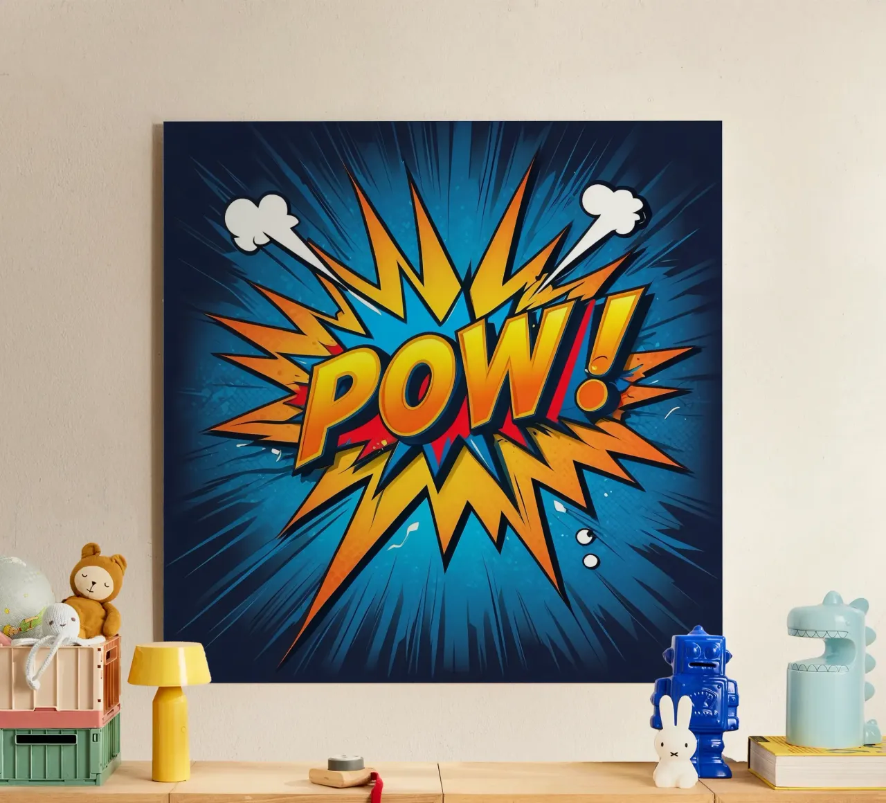 Gráfico dinámico de explosión estilo cómic con texto en negrita metacrilato de DesignDoodle