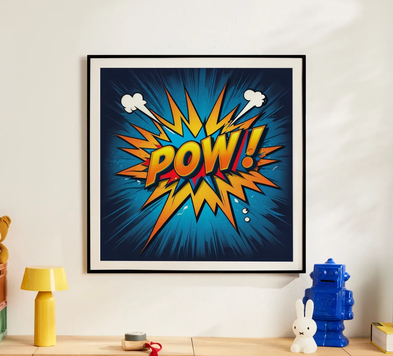 Dynamic comic style explosion graphic with bold text hahnemühle by DesignDoodle