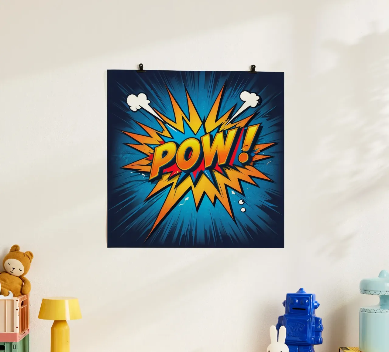 Dynamic comic style explosion graphic with bold text hahnemühle by DesignDoodle