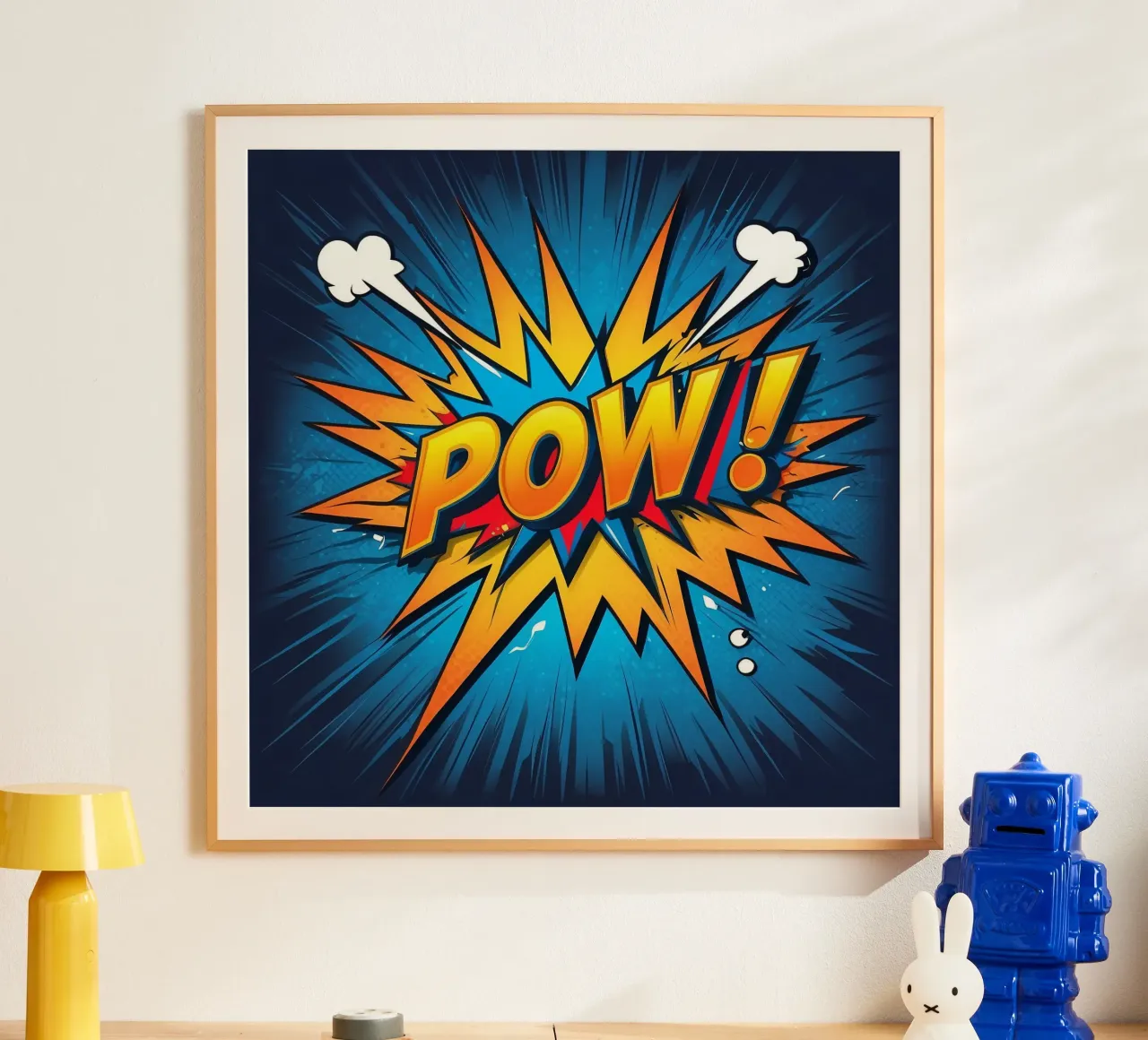 Dynamic comic style explosion graphic with bold text hahnemühle by DesignDoodle