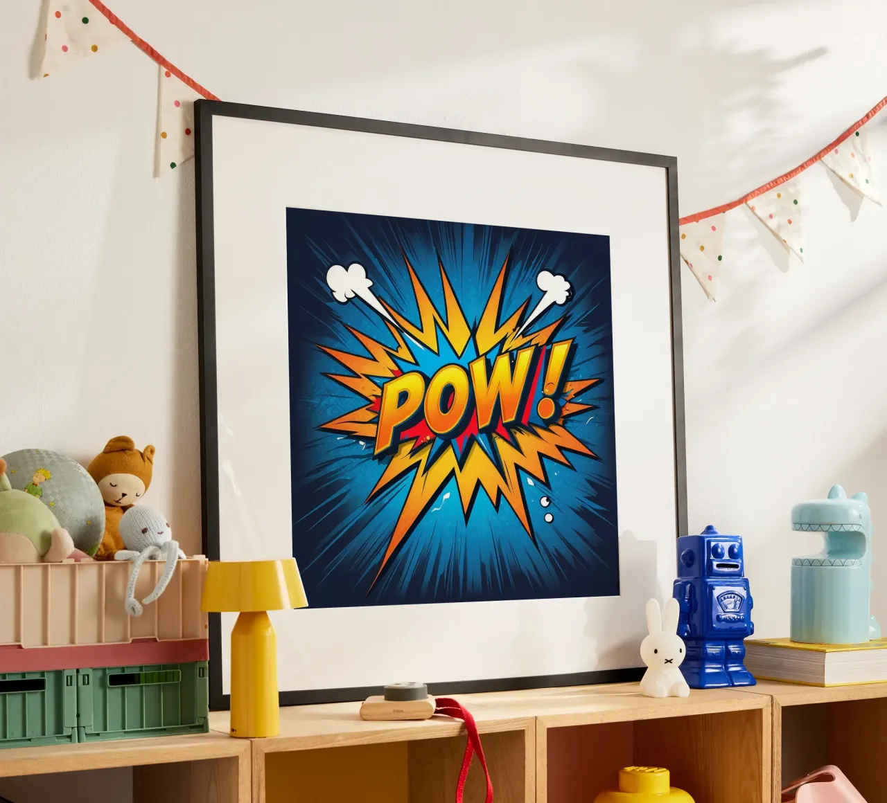 Dynamic comic style explosion graphic with bold text hahnemühle by DesignDoodle