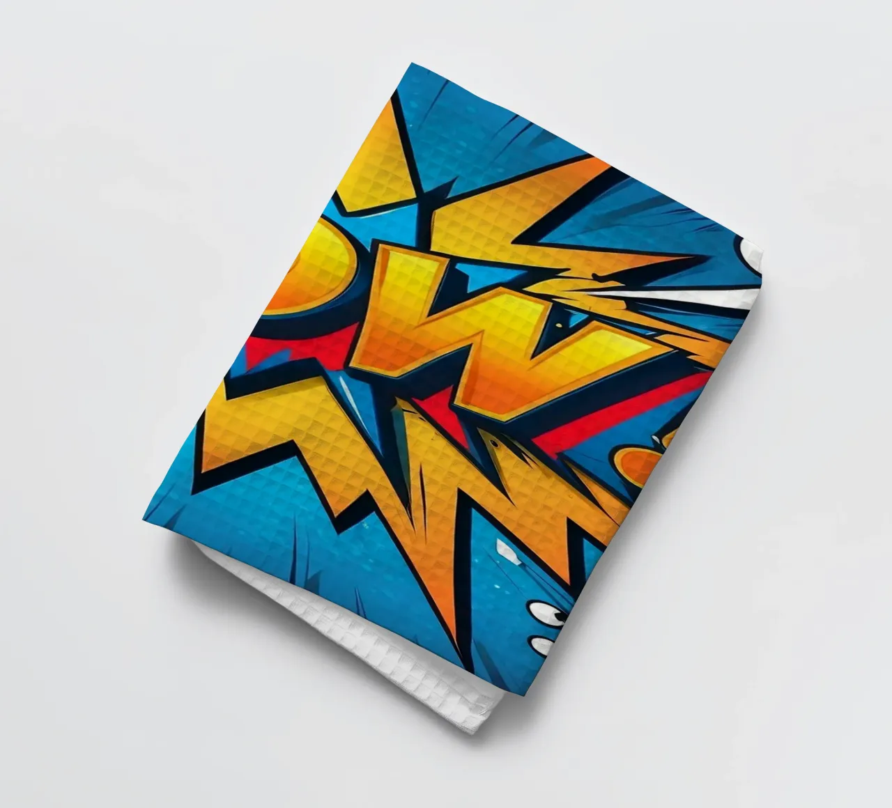 Graphique d'explosion dynamique de style bande dessinée avec texte en gras torchon de DesignDoodle