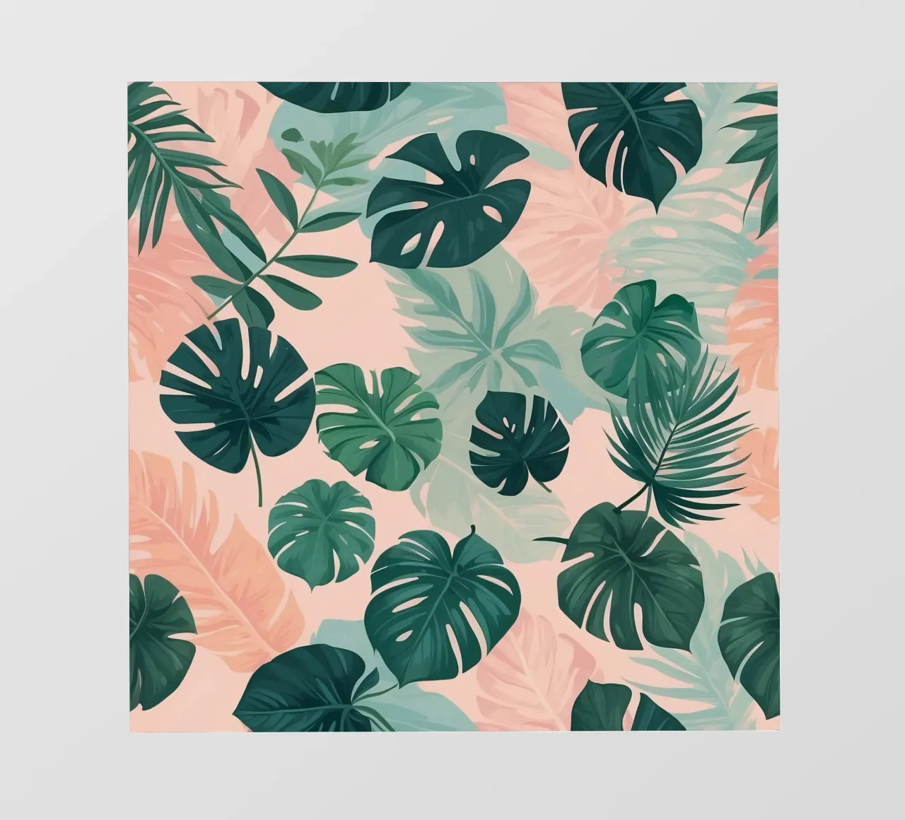 Tropical foliage pattern with various leaves on a soft paste photo wallpaper by DesignDoodle