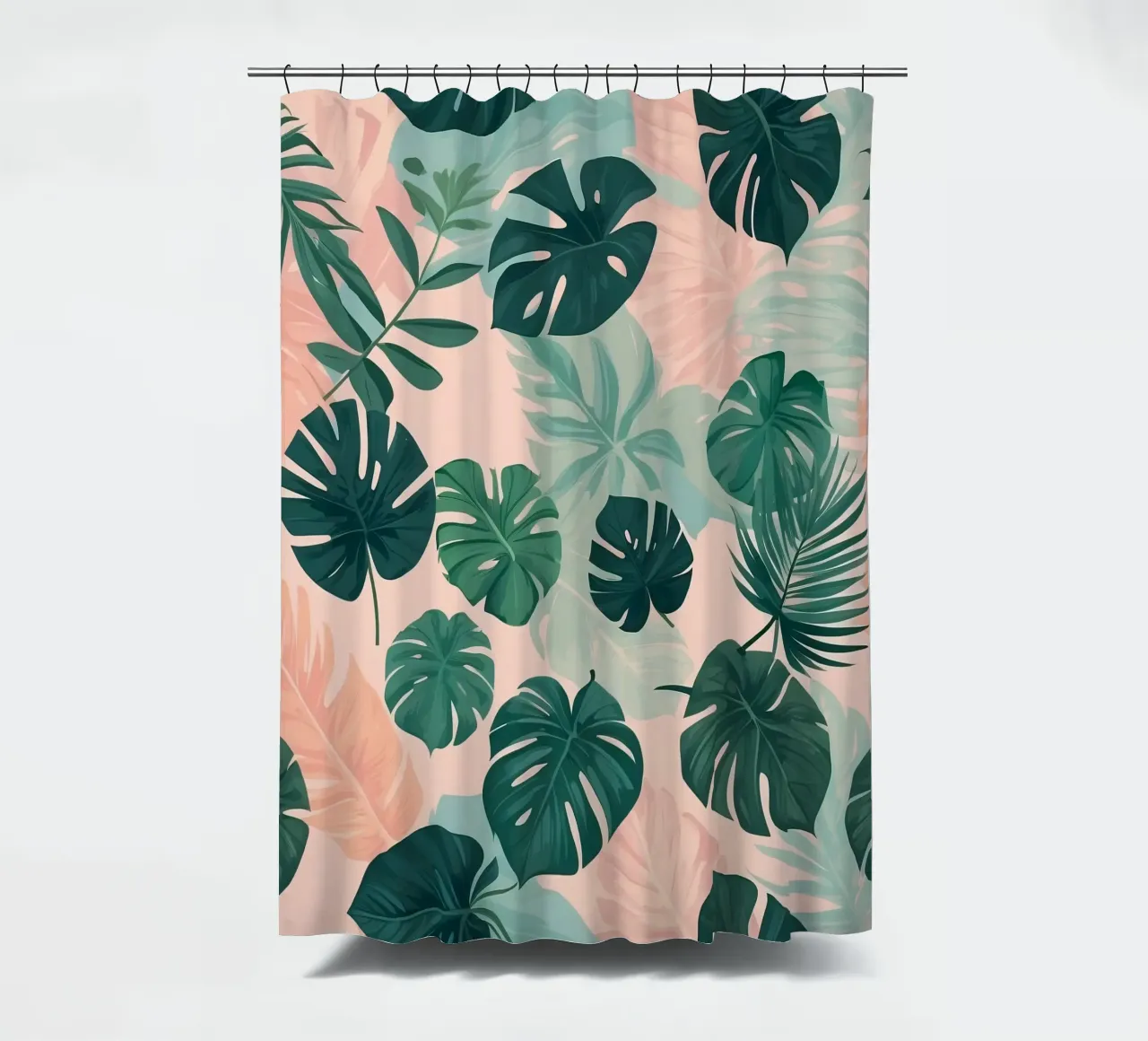 Tropical foliage pattern with various leaves on a soft paste shower curtain by DesignDoodle