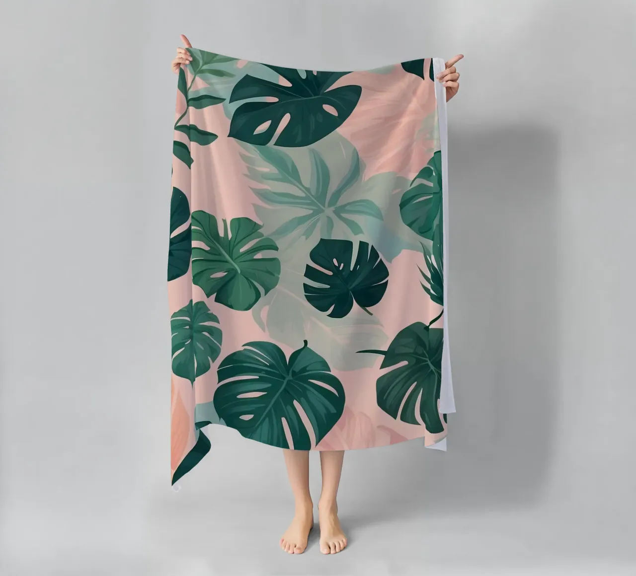 Tropical foliage pattern with various leaves on a soft paste beach towel by DesignDoodle