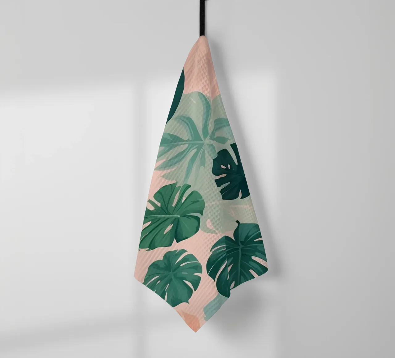 Tropical foliage pattern with various leaves on a soft paste tea towel by DesignDoodle