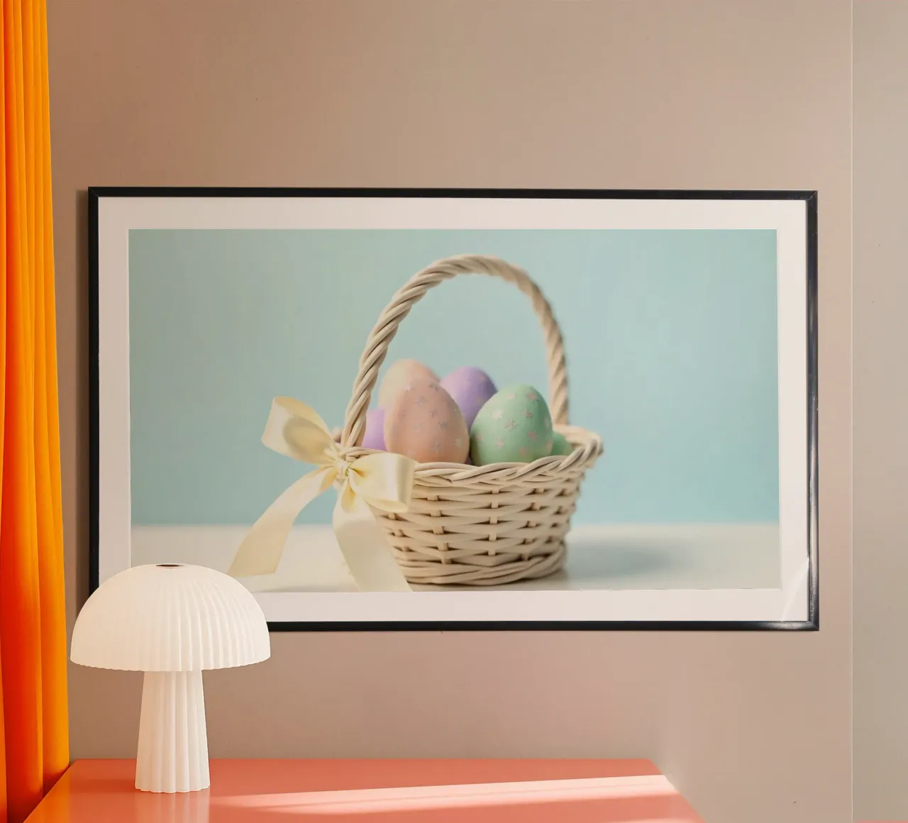 Uova colorate e decorate in un cestino con nastro carta hahnemühle da DesignDoodle