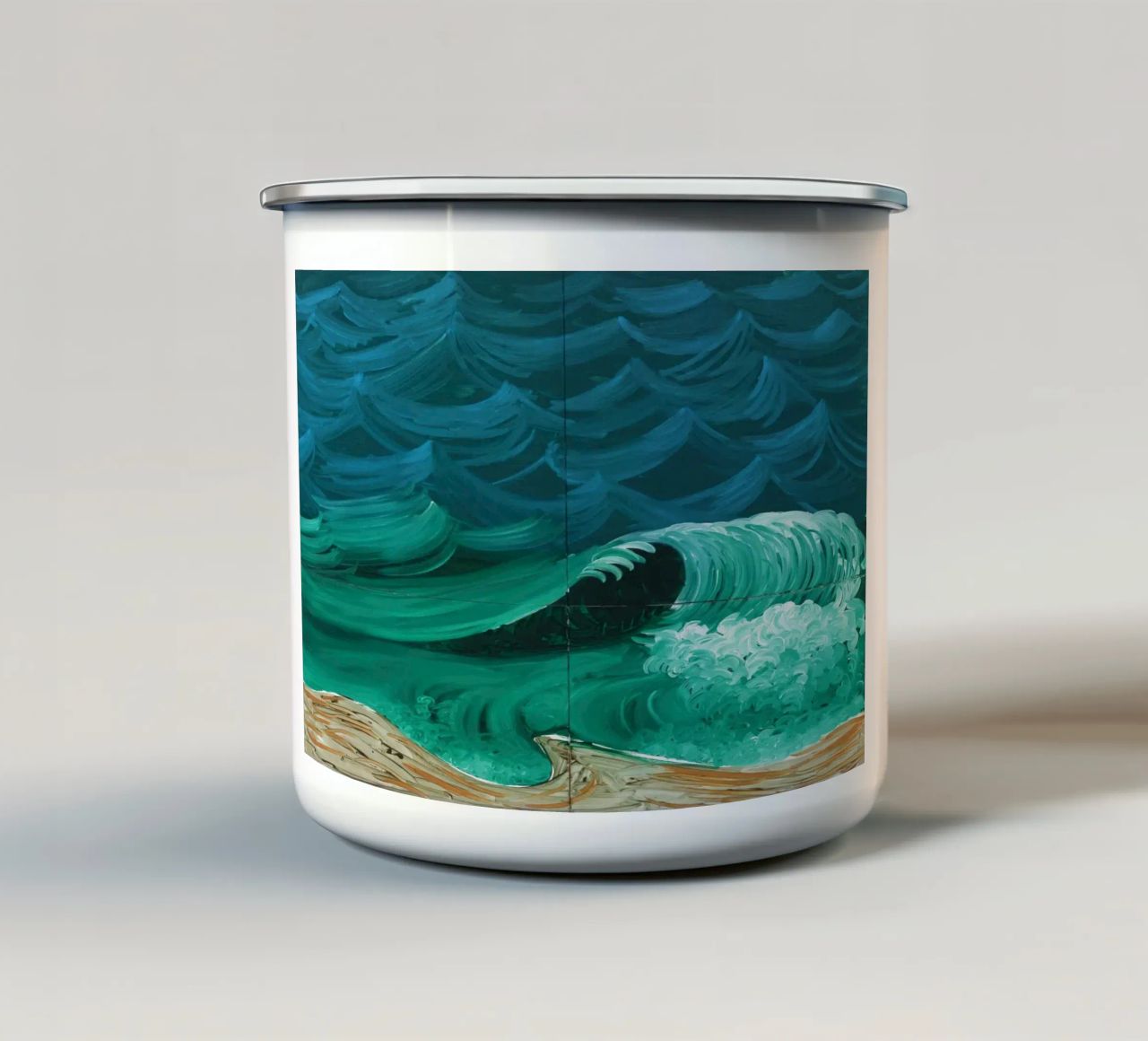 Un'onda più grande 1989 tazza in smalto da khanrosie