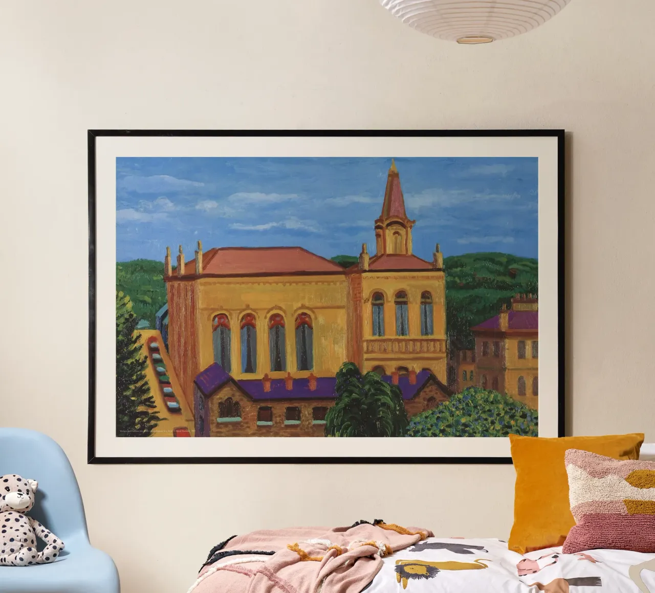 2001 David Hockney Victoria Hall, Saltaire poster con telaio in alluminio da khanrosie