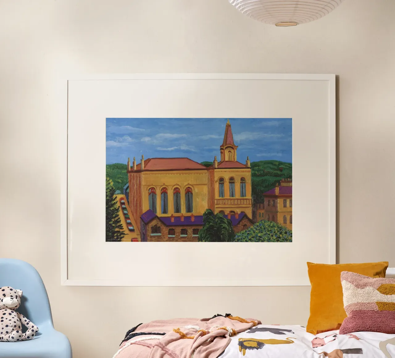 2001 David Hockney Victoria Hall, Saltaire poster con telaio in alluminio da khanrosie