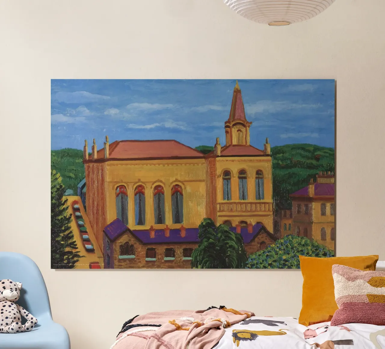 2001 David Hockney Victoria Hall, Saltaire poster con telaio in alluminio da khanrosie
