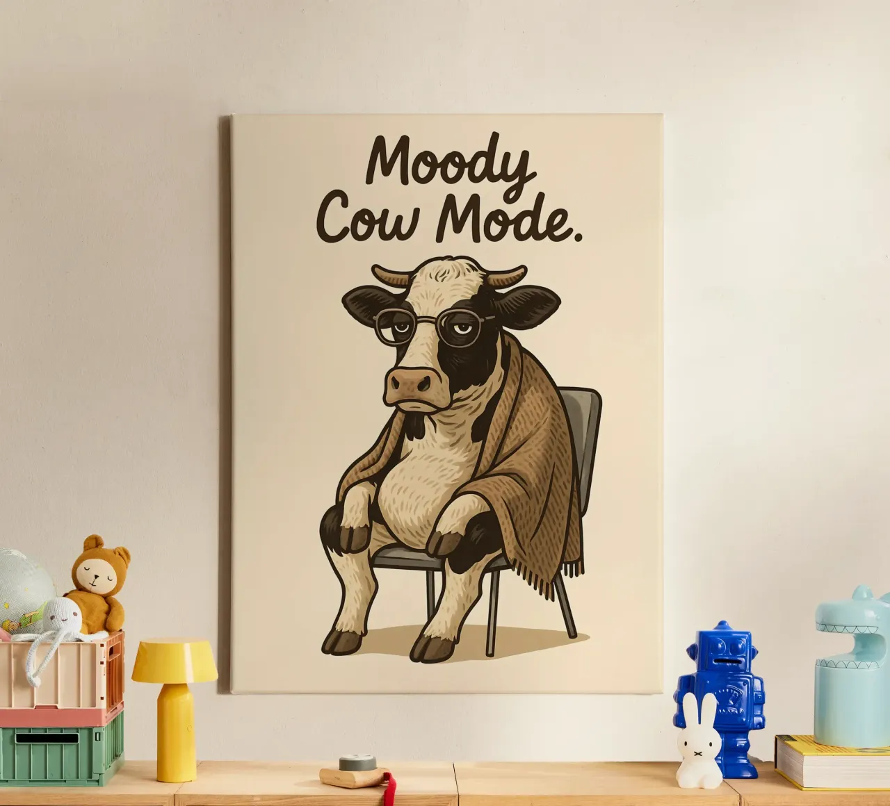 Grappige Koe Meme canvas met Baklijst van Funny Humor Art