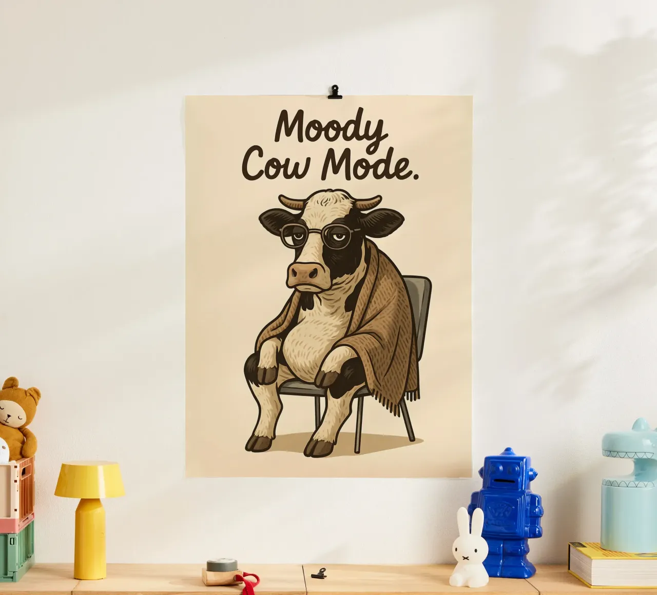 Meme divertente sulla mucca poster da Funny Humor Art
