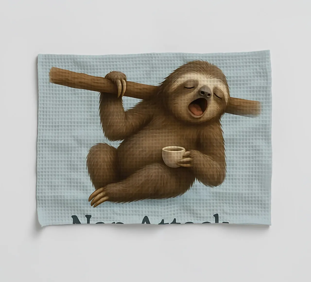 Lustiges Faultier Meme Geschirrtuch von Funny Humor Art