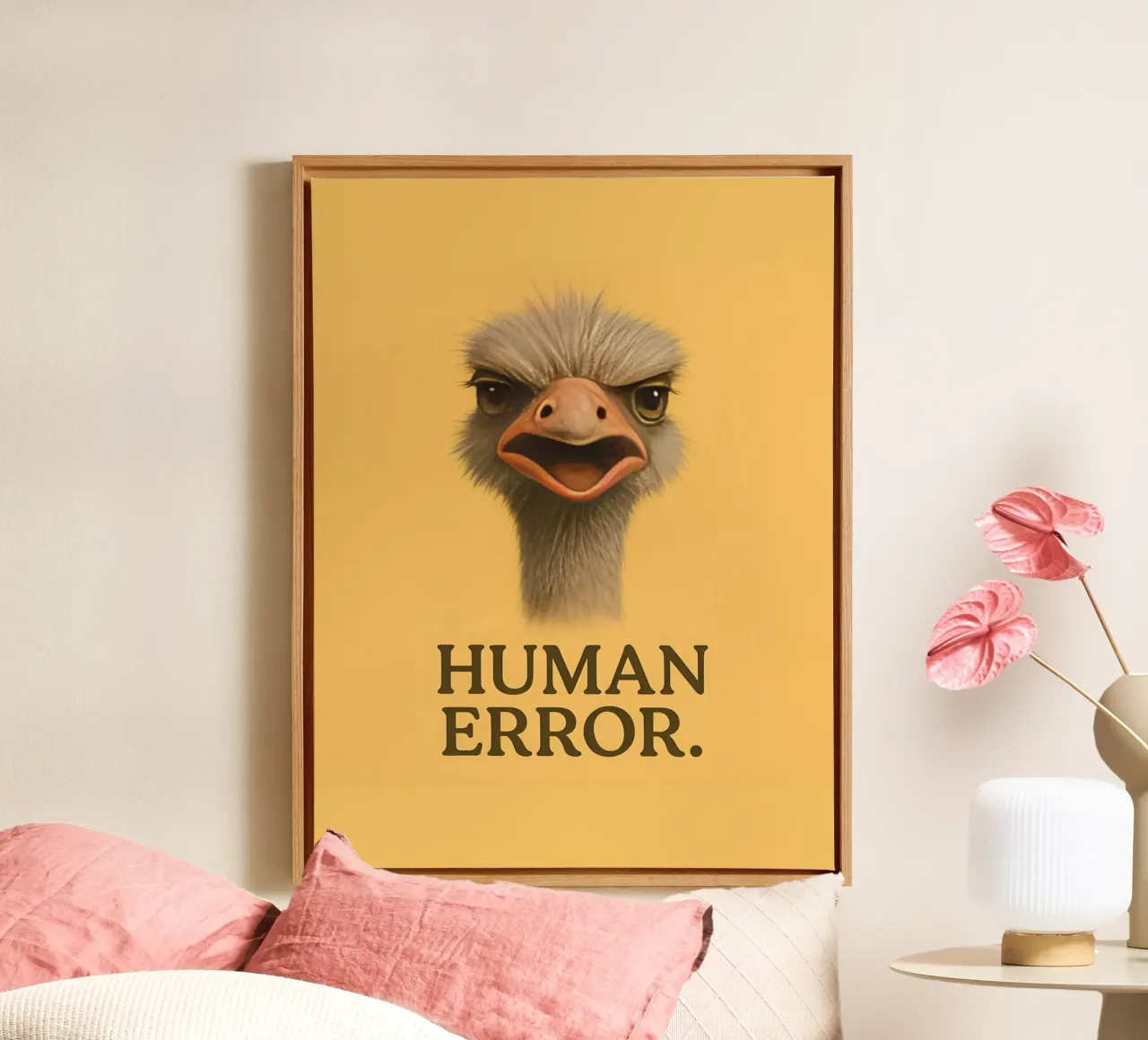Grappige Struisvogel Meme canvas met Baklijst van Funny Humor Art