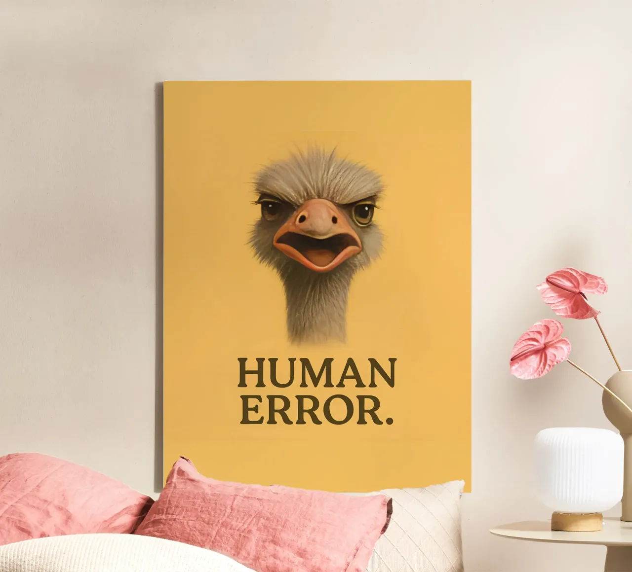 Grappige Struisvogel Meme canvas met Baklijst van Funny Humor Art