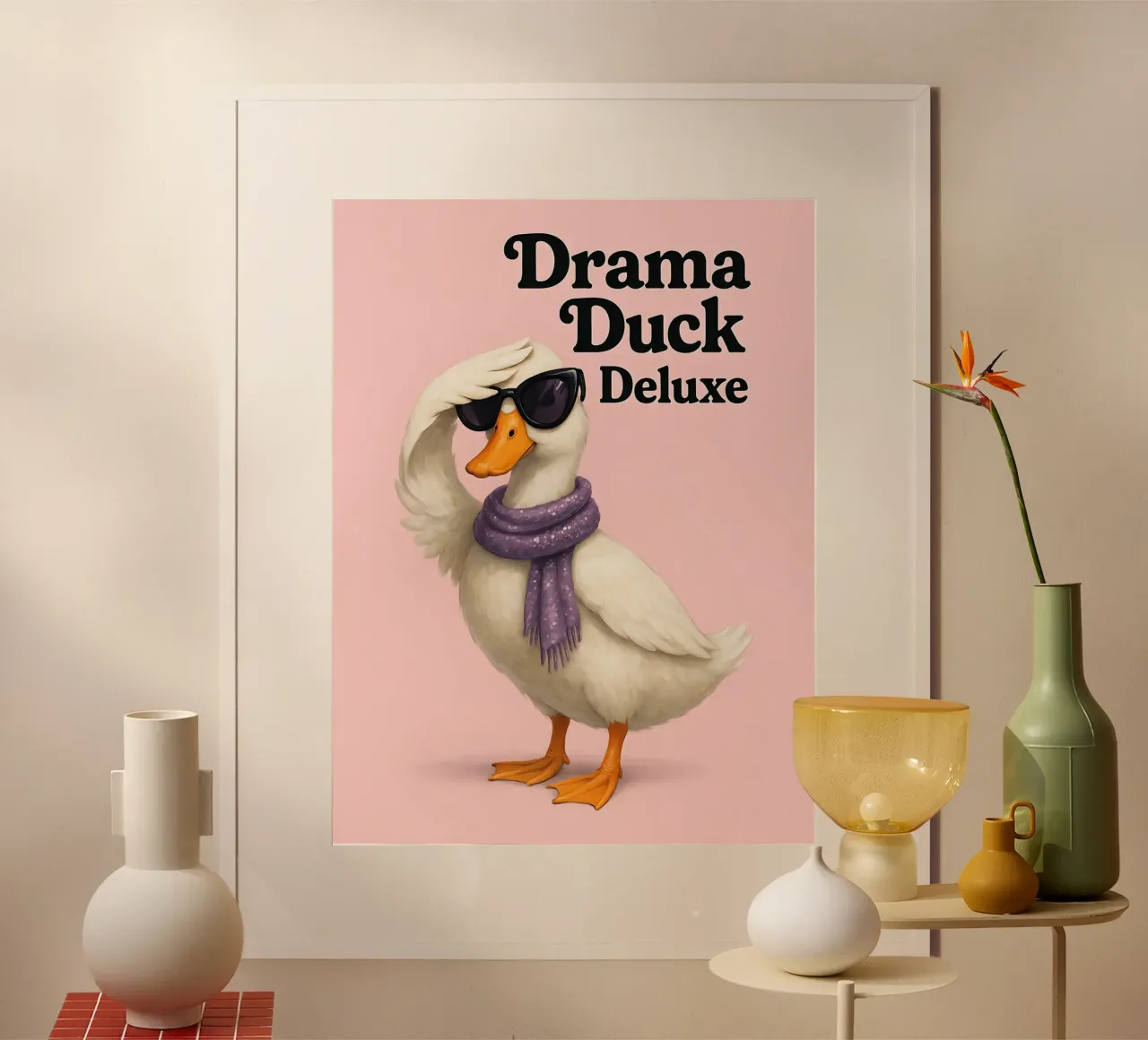 Grappige Eend Meme 2 poster met kunststof frame van Funny Humor Art