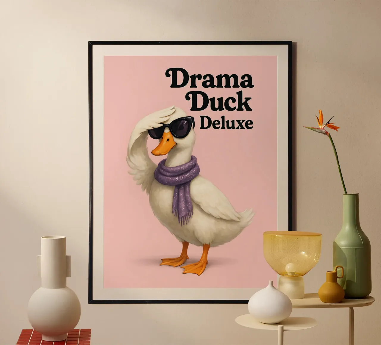 Grappige Eend Meme 2 poster met kunststof frame van Funny Humor Art