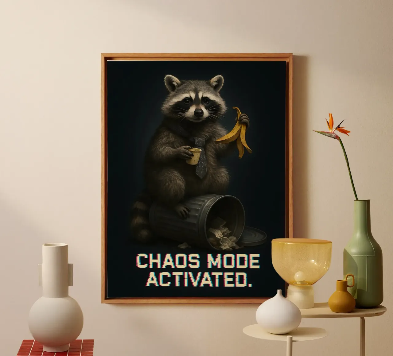 Grappige Wasbeer Meme canvas met Baklijst van Funny Humor Art