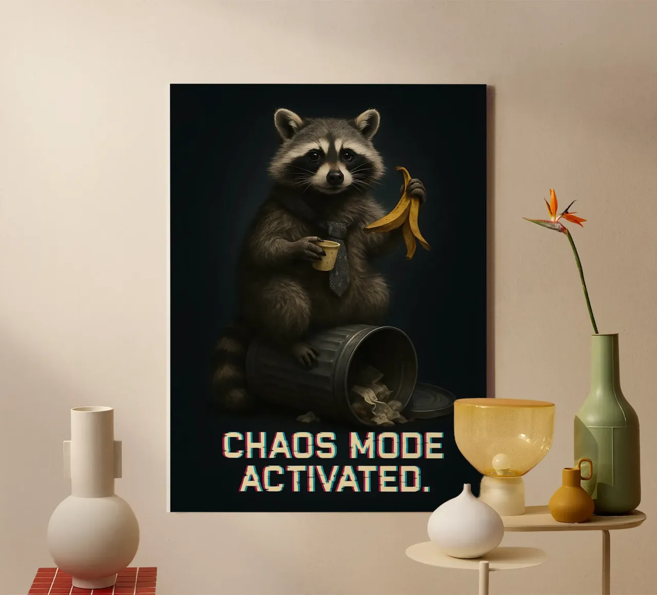 Grappige Wasbeer Meme canvas met Baklijst van Funny Humor Art