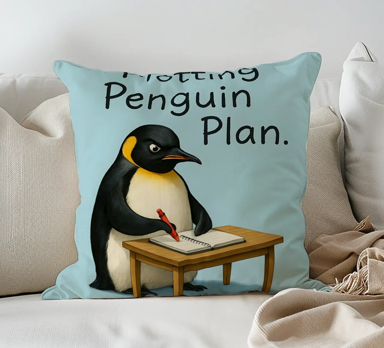 Meme divertente sui pinguini cuscino da Funny Humor Art