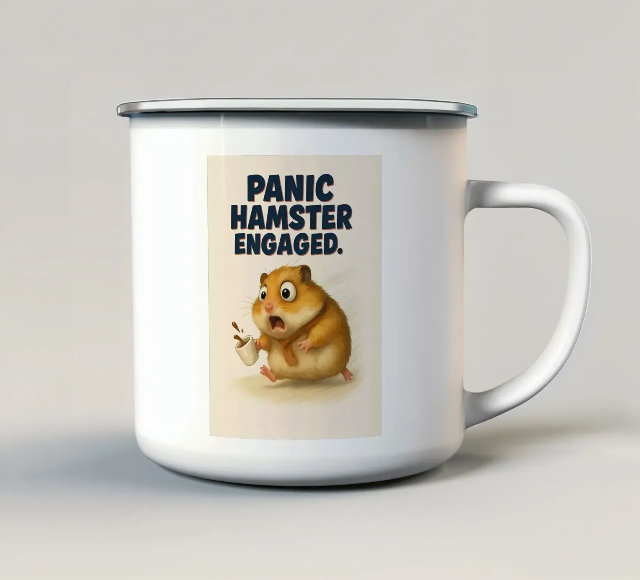 Meme divertente sul criceto tazza in smalto da Funny Humor Art