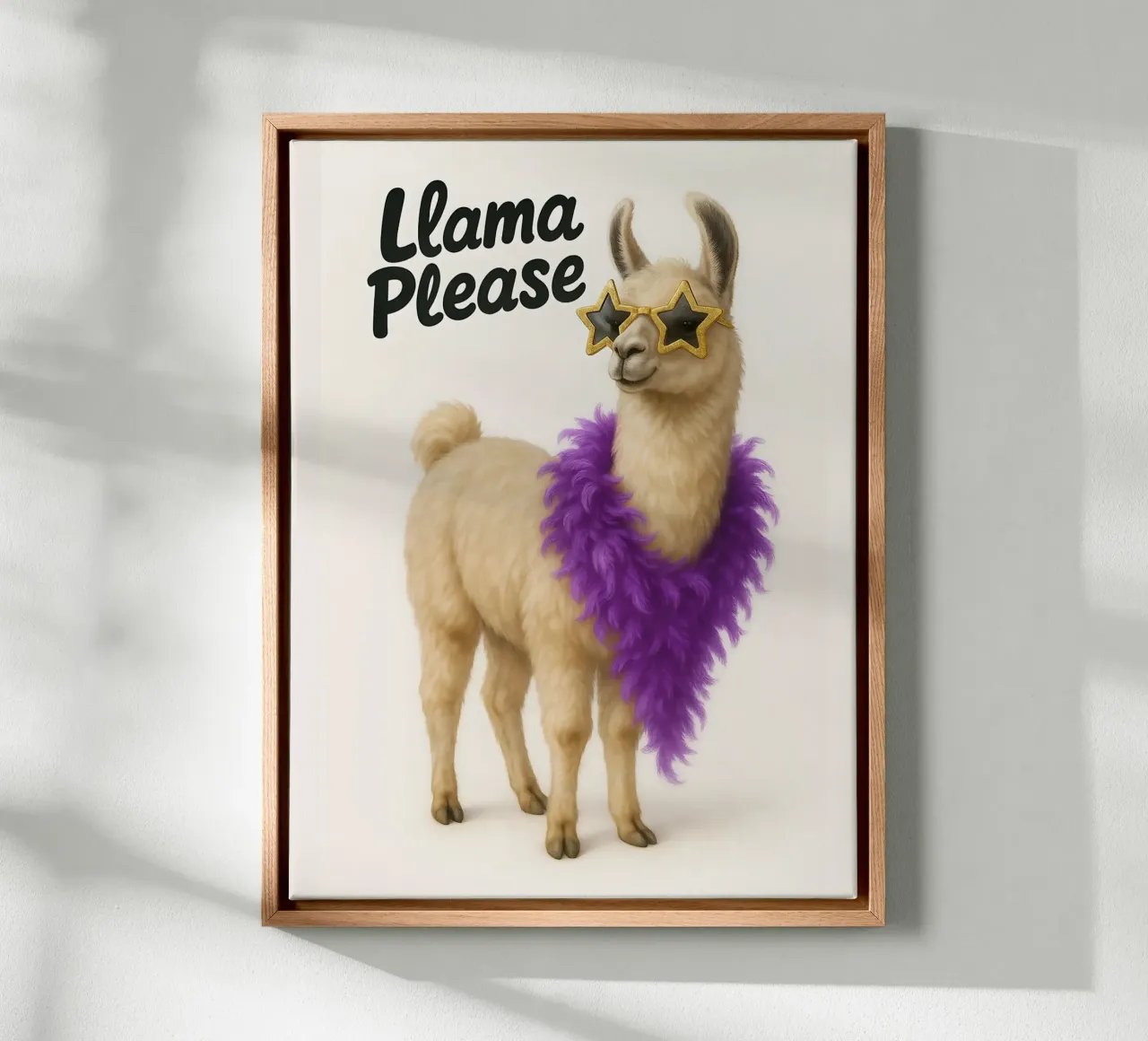 Funny Llama Meme canvas with Floater frame by Funny Humor Art