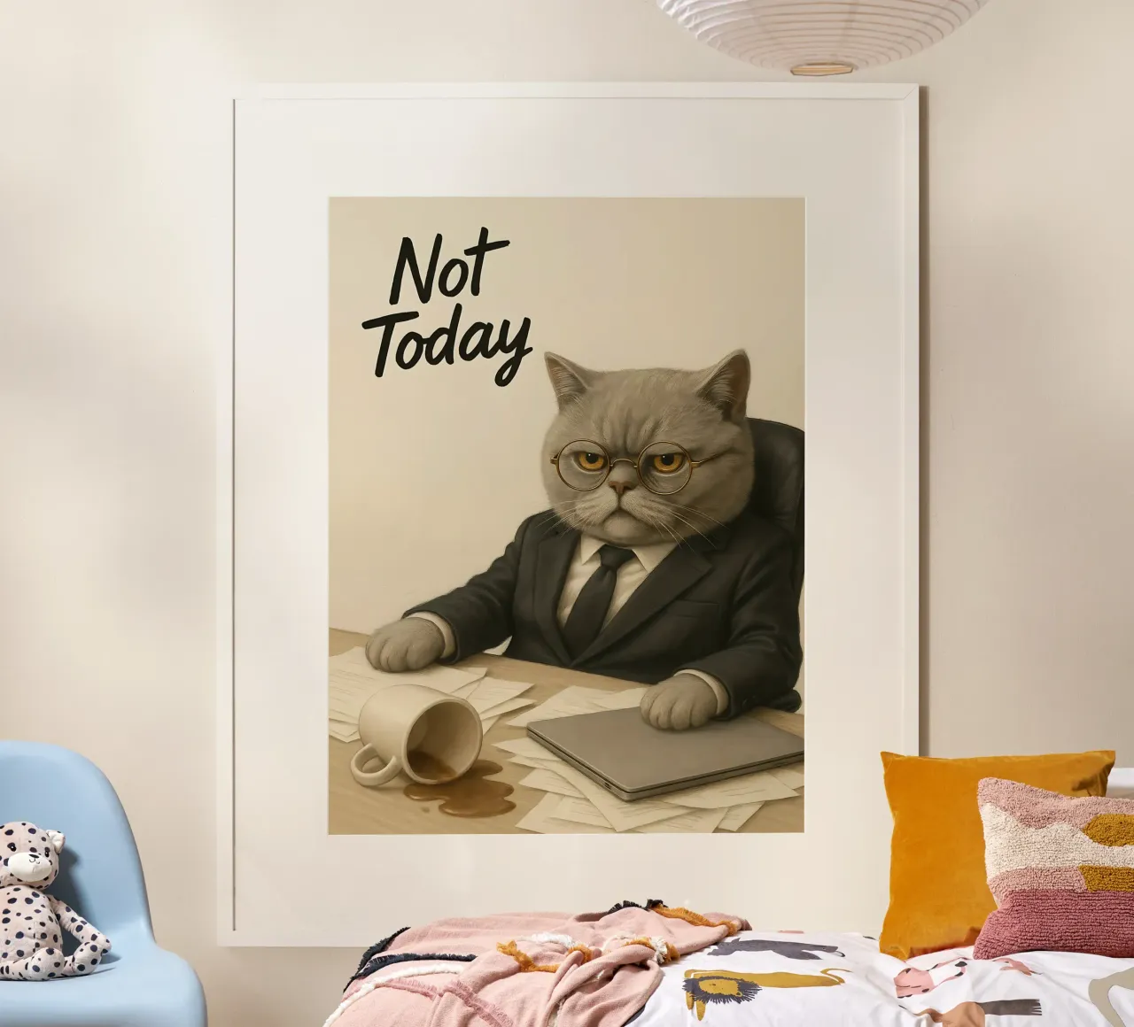 Meme divertente sul gatto capo poster con telaio in alluminio da Funny Humor Art