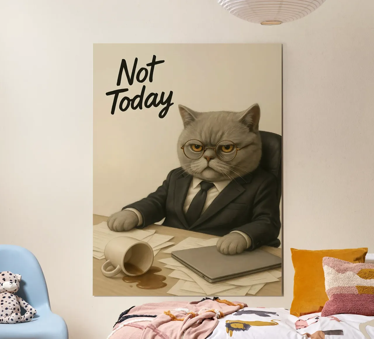 Meme divertente sul gatto capo poster con telaio in alluminio da Funny Humor Art