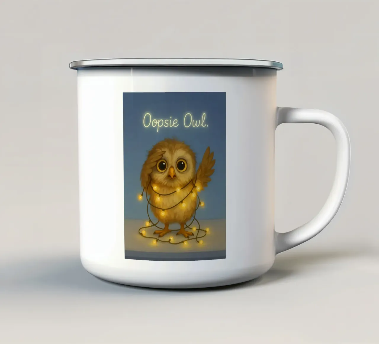Meme divertente del gufo tazza in smalto da Funny Humor Art