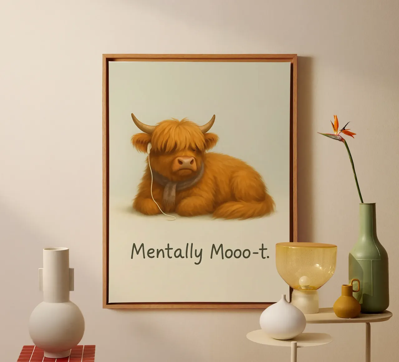 Meme divertente sulle mucche Highland 3 tela con Cornice a cassetta da Funny Humor Art