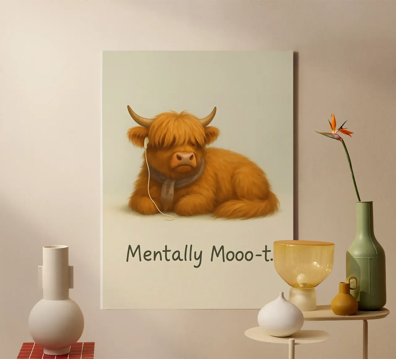 Meme divertente sulle mucche Highland 3 tela con Cornice a cassetta da Funny Humor Art