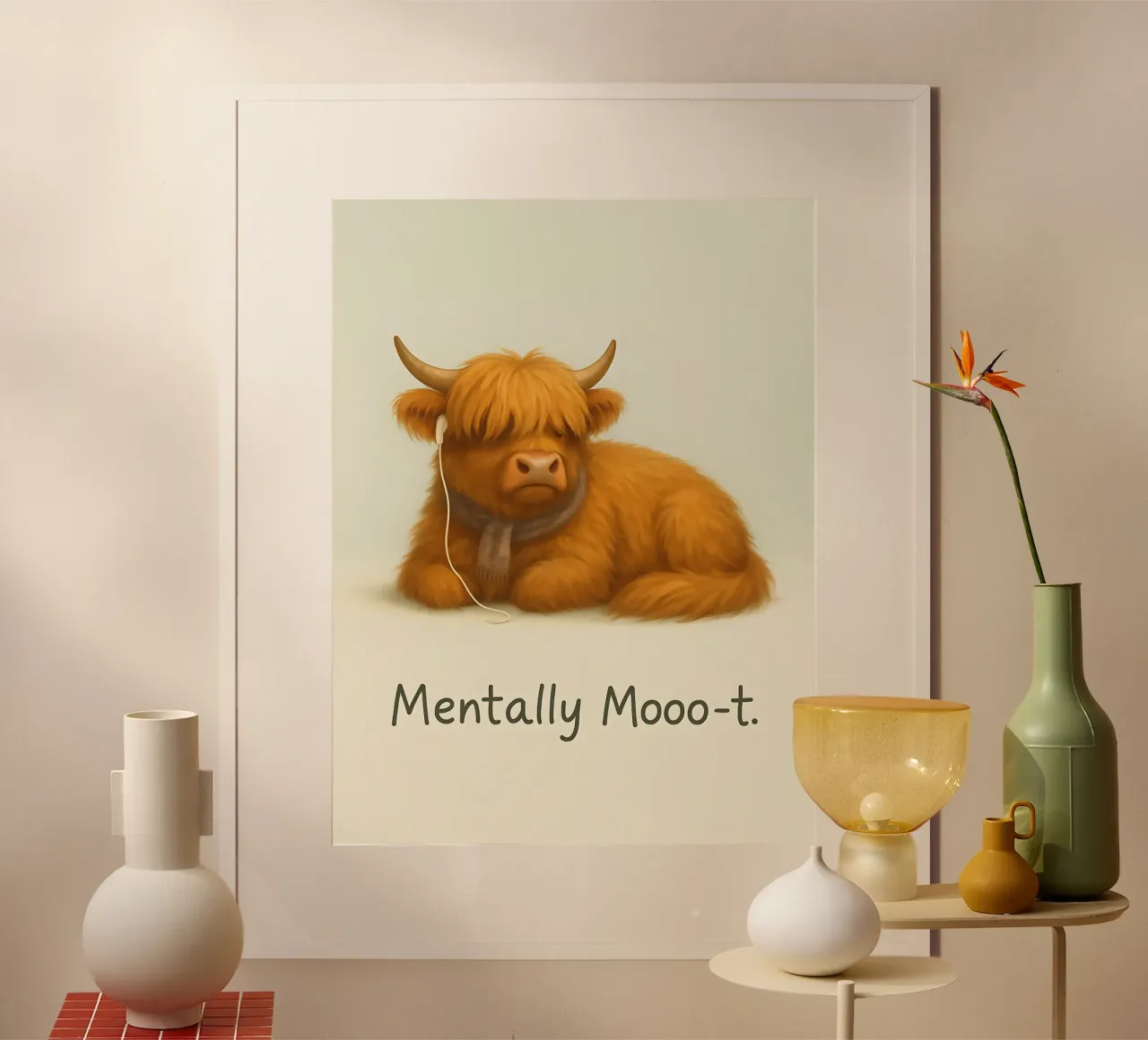Meme divertente sulle mucche Highland 3 poster con telaio in alluminio da Funny Humor Art