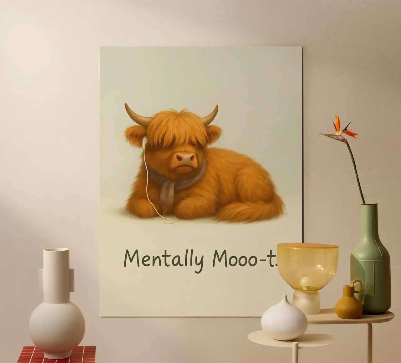 Meme divertente sulle mucche Highland 3 poster con telaio in alluminio da Funny Humor Art