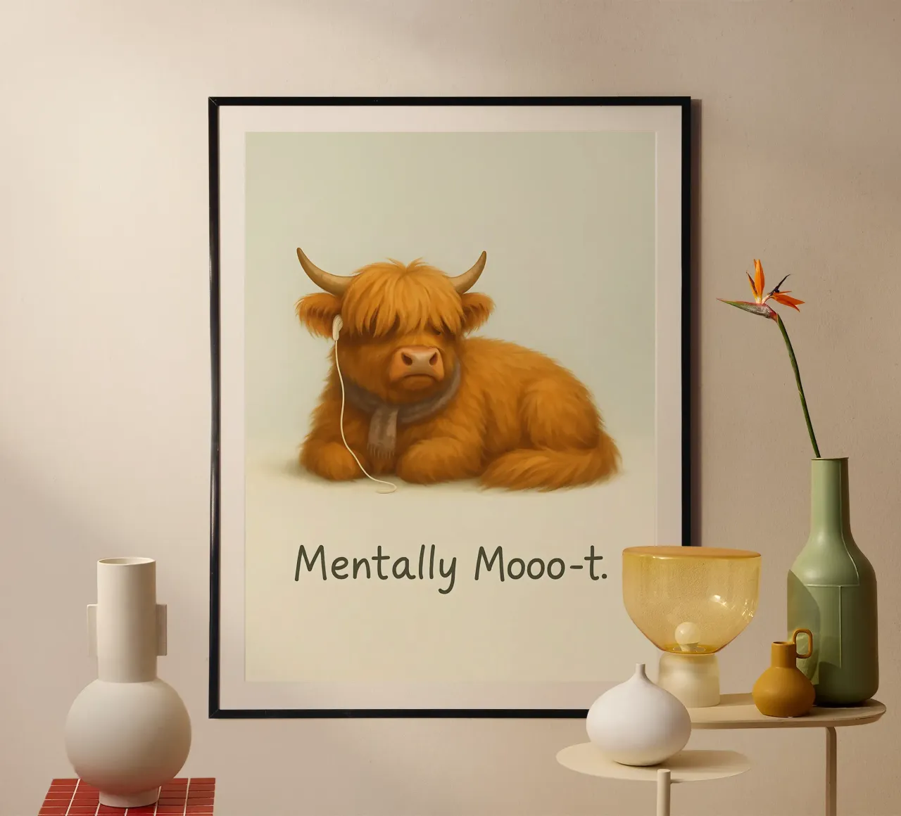 Meme divertente sulle mucche Highland 3 poster con telaio in alluminio da Funny Humor Art